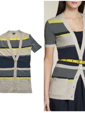 THEORY Short-Sleeve Cardigan Sweater